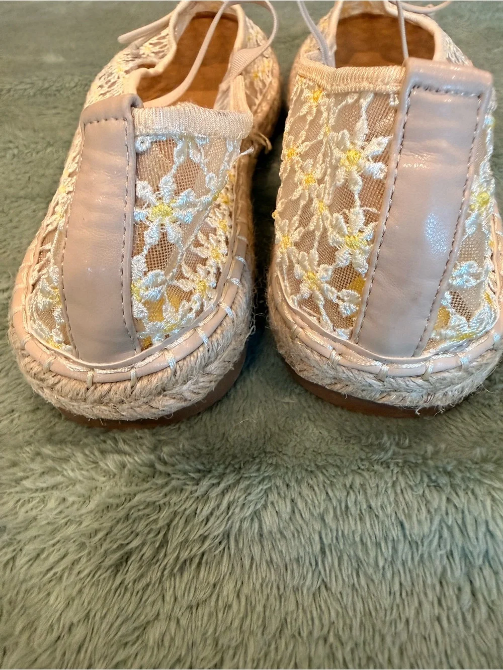 Madden Girl Women’s Size 9 Mesh Floral Mary Jane Flats Pink Lace Espadrille